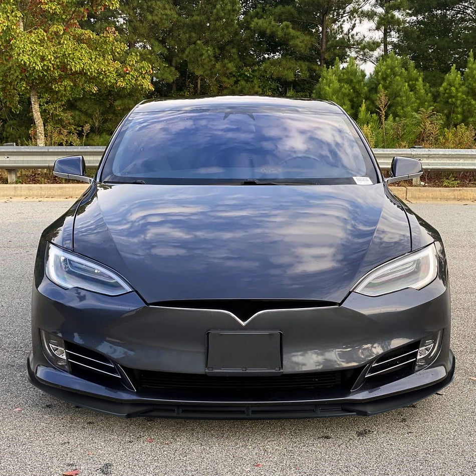 2016-2020 Tesla Model S Matte Black 3PC Front Bumper Lip Splitter Kit