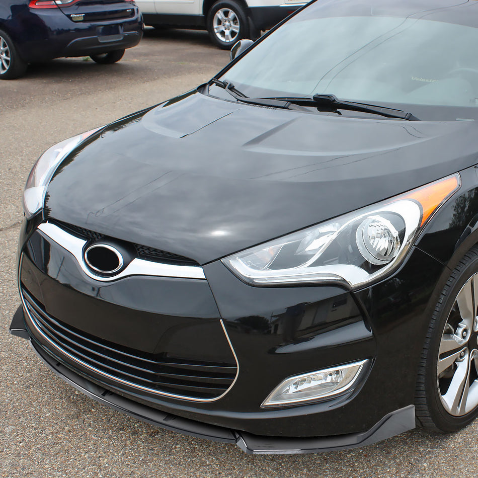 2012-2017 Hyundai Veloster Glossy Black 3PC Front Bumper Lip Splitter Kit