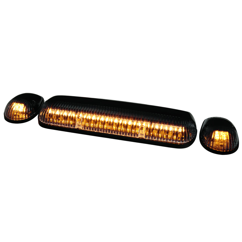 Universal 3PC Set Roof Cab Amber LED Lights (Black Housing/Smoked Lens)