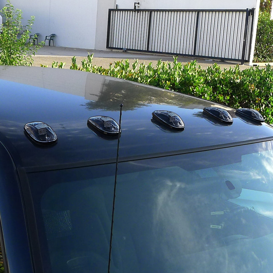 Universal 5PC Set Roof Cab Amber LED Lights (Black Housing/Smoked Lens)