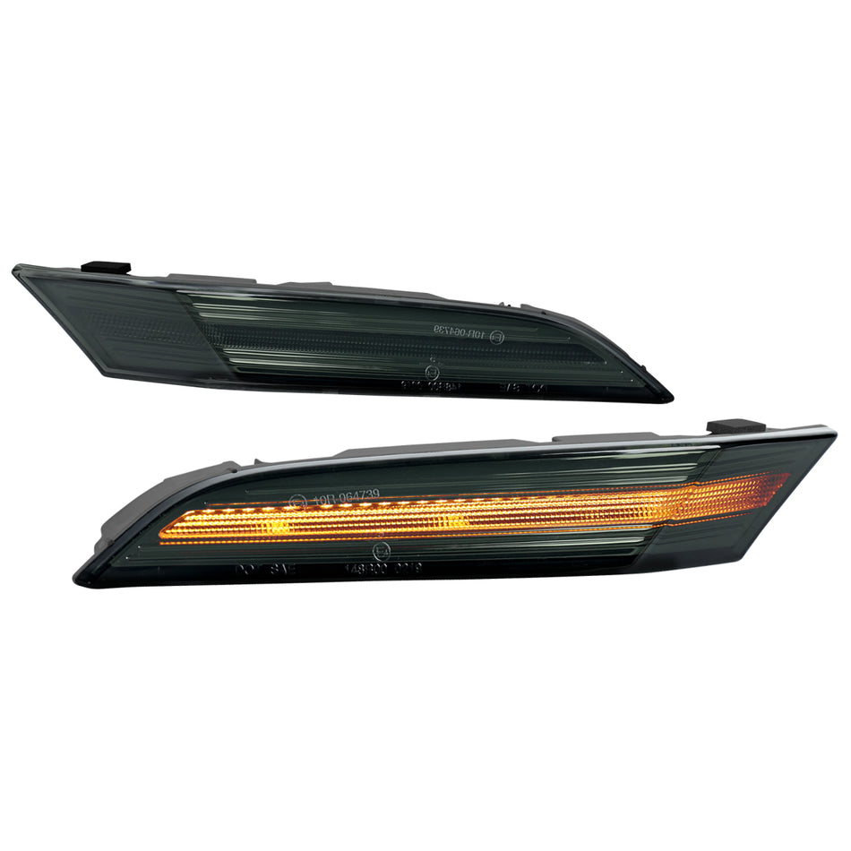 2019-2025 Porsche 911 Carrera Targa Sequential LED Front Bumper Side Marker Turn Signal Lights (Chrome Housing/Smoked Lens)