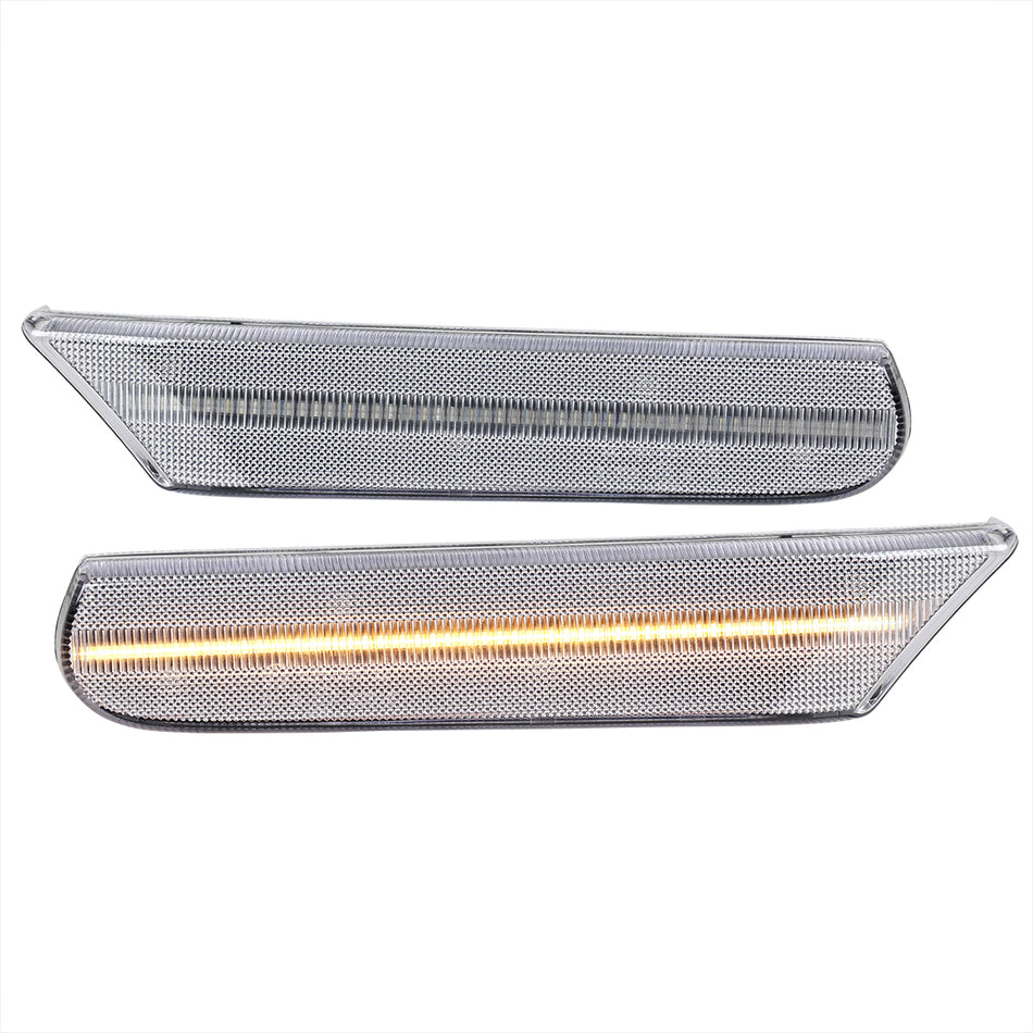 1997-2004 Porsche 911 996 Boxster 986 Sequential LED Front Bumper Side Marker Turn Signal Lights (Chrome Housing / Clear Lens)