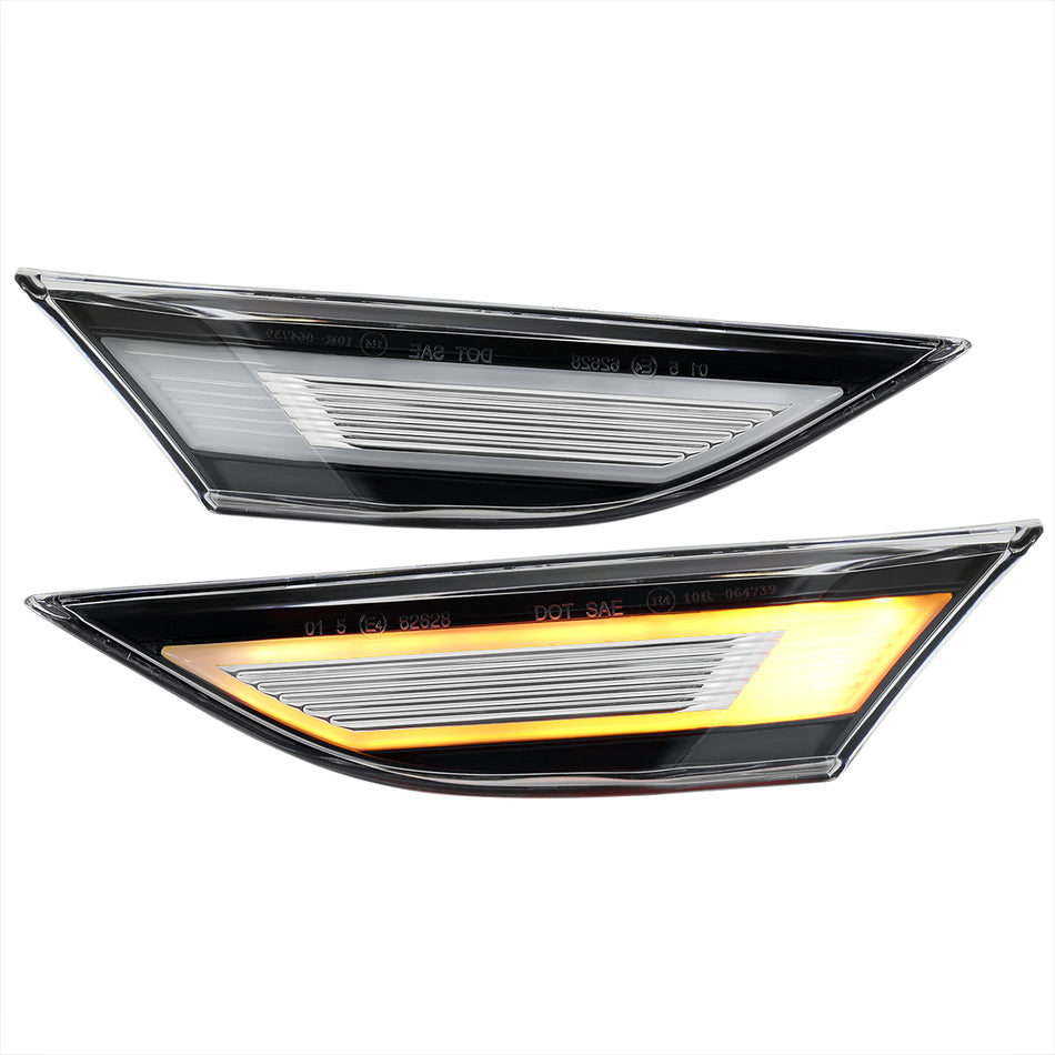 2012-2016 Porsche 911 Carrera 2017-2018 Boxster 718 Sequential LED Front Bumper Side Marker Turn Signal Lights (Chrome Housing / Clear Lens)