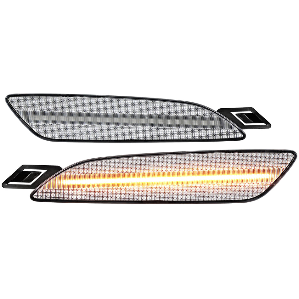 2015-2018 Porsche Cayenne 958 Front Bumper LED Side Marker Turn Signal Lights (Chrome Housing / Clear Lens)