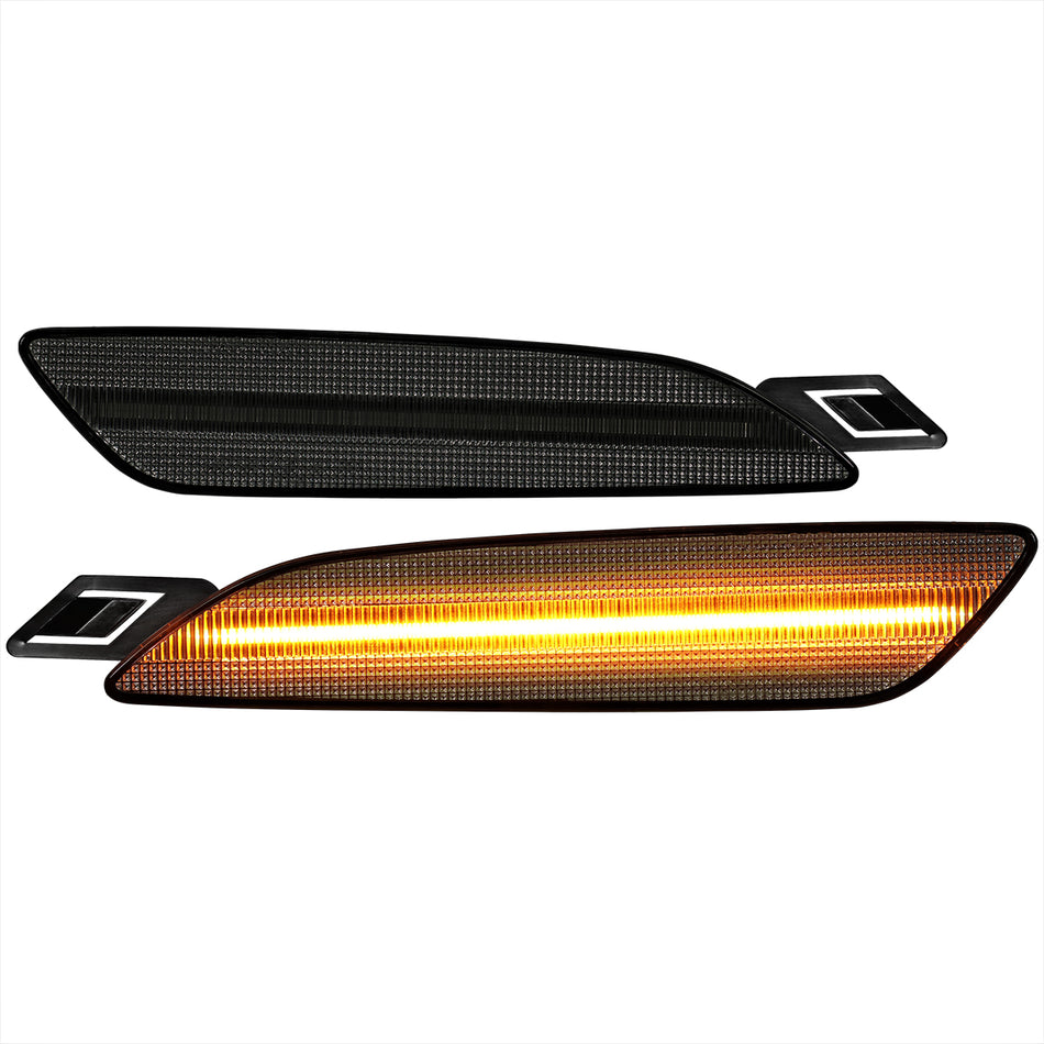 2015-2018 Porsche Cayenne 958 Front Bumper LED Side Marker Turn Signal Lights (Chrome Housing / Smoked Lens)