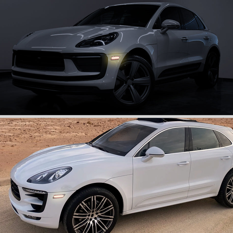 2014-2022 Porsche Macan Front Bumper LED Side Marker Turn Signal Lights (Chrome Housing / Clear Lens)