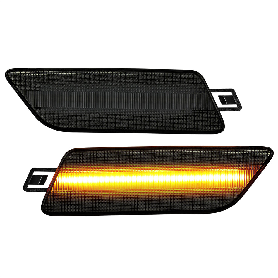 2014-2022 Porsche Macan Front Bumper LED Side Marker Turn Signal Lights (Chrome Housing / Smoked Lens)