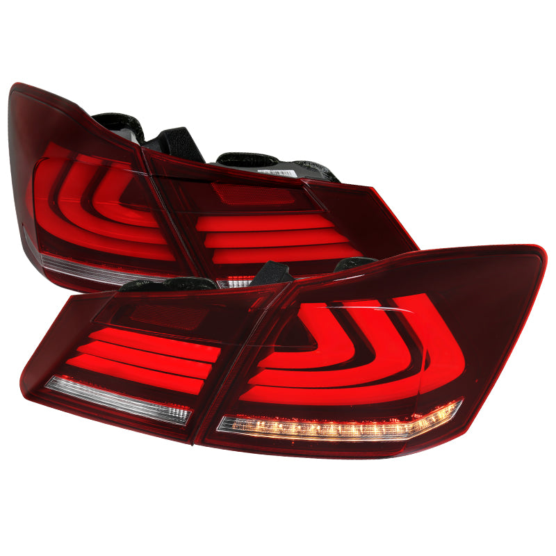 2013-2015 Honda Accord Sedan LED Tail Lights w/ Sequential Turn Signal Lights (Chrome Housing/Red Clear Lens)
