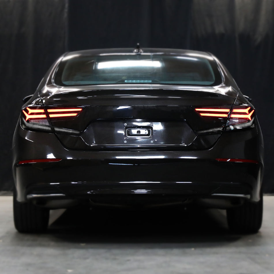 2018-2022 Honda Accord Sedan LED Sequential Signal Tail Lights (Matte Black Housing/Clear Lens)