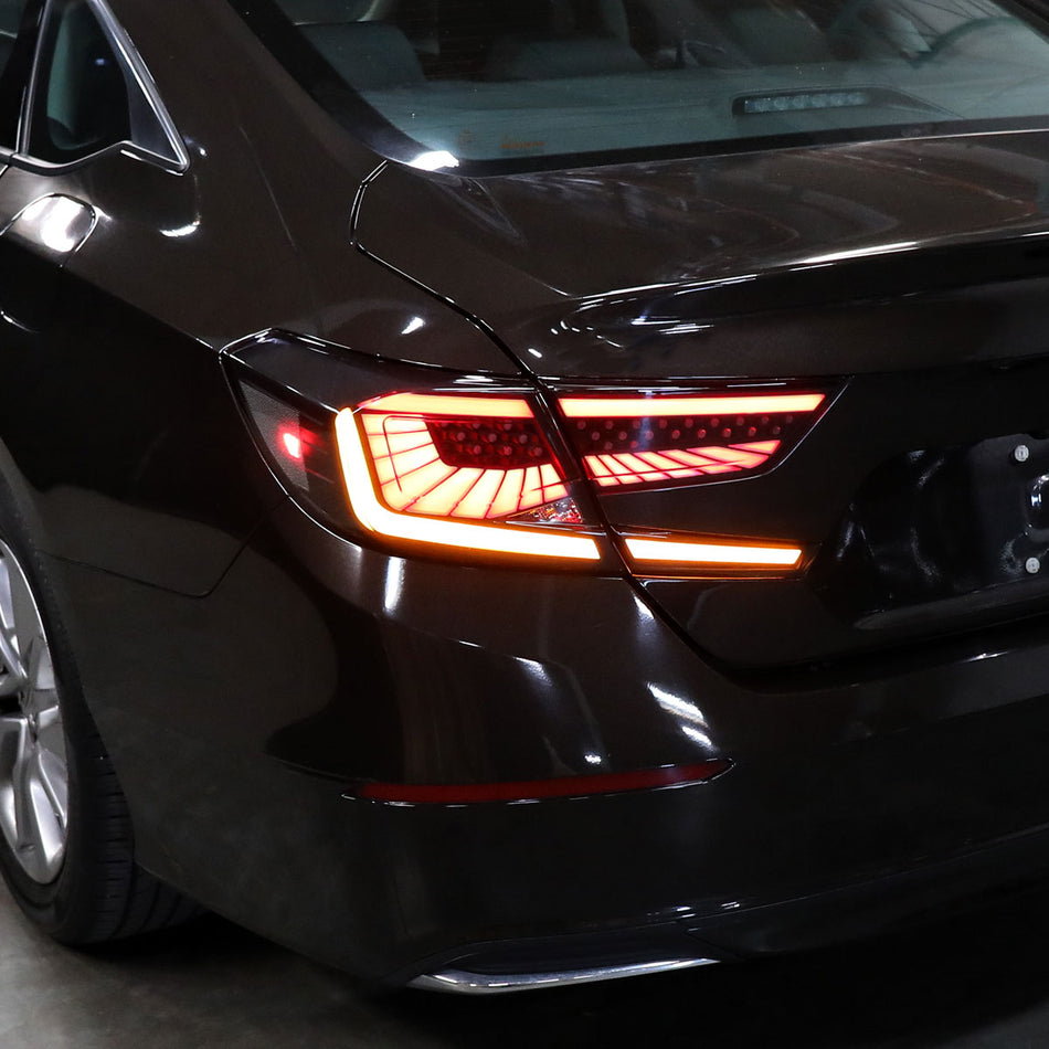 2018-2022 Honda Accord Sedan SQ2 LED Sequential Signal Tail Lights (Glossy Black Housing/Smoked Lens)