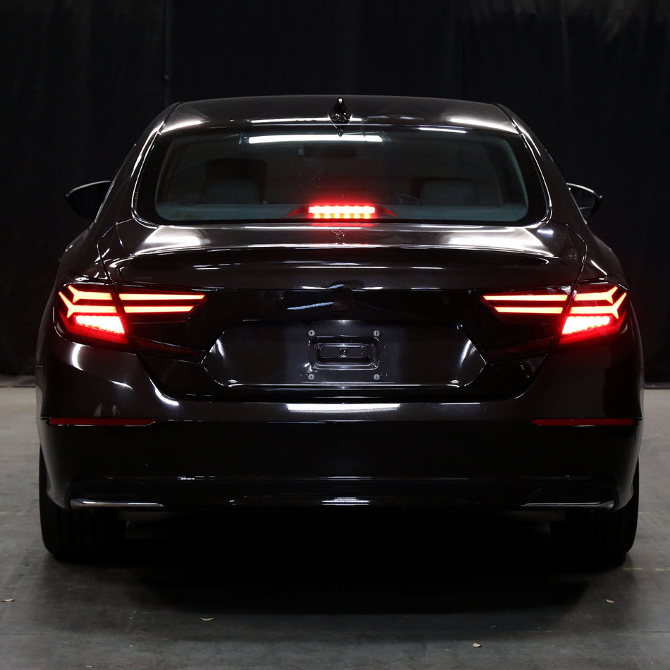 2018-2022 Honda Accord Sedan Red LED Sequential Signal Tail Lights (Matte Black Housing/Smoked Lens)