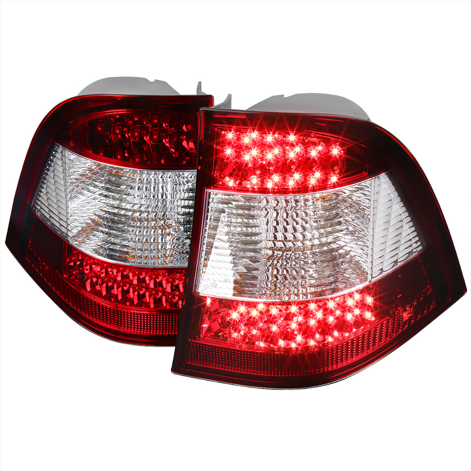 1998-2005 Mercedes Benz W163 M Class LED Tail Lights (Chrome Housing/Red Clear Lens)