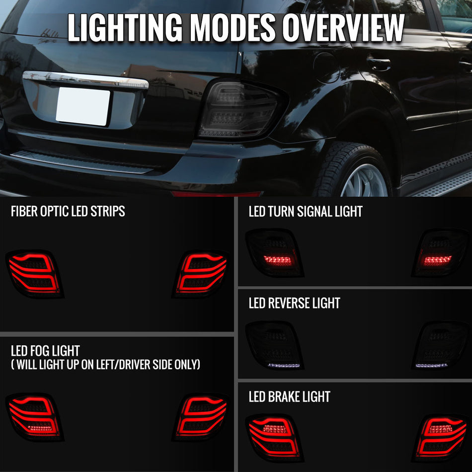 2006-2011 Mercedes Benz W164 ML Class LED Tail Lights (Chrome Housing/Smoked Lens)