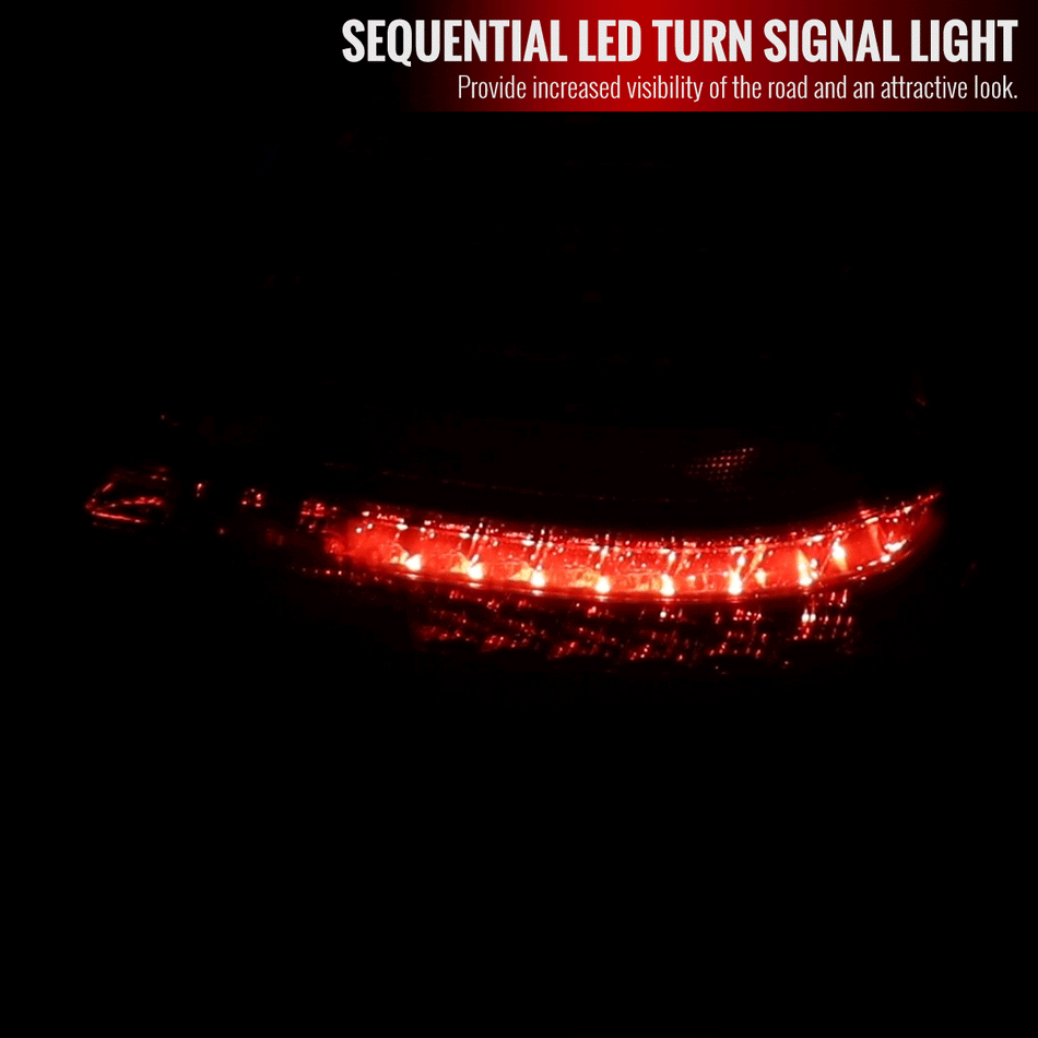 2001-2004 Mercedes Benz W203 C-Class Sequential Turn Signal LED Tail Lights (Glossy Black Housing/Dark Smoked Lens)