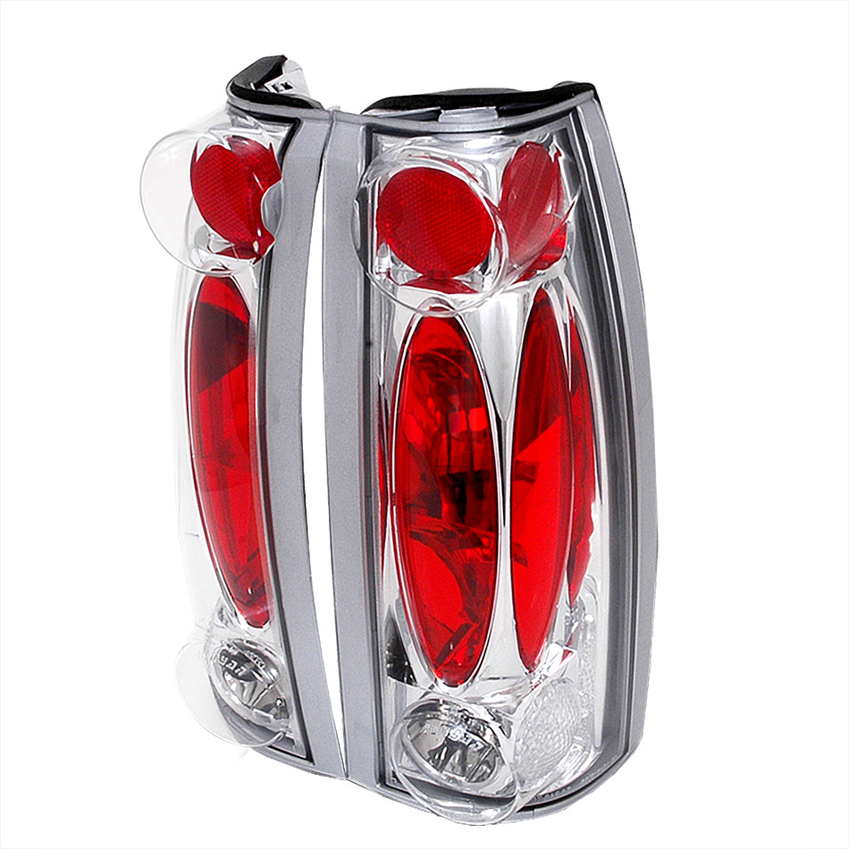 1988-2000 Chevrolet C/K C10/Silverado/Tahoe/Suburban GMC Sierra/Jimmy/Yukon Tail Lights (Chrome Housing/Clear Lens)