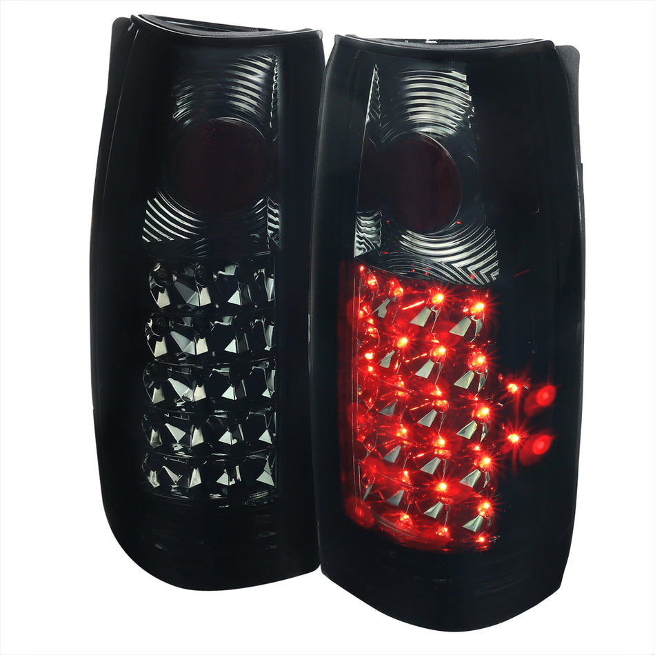 1988-2000 Chevrolet C/K C10/Silverado/Tahoe/Suburban GMC Sierra/Jimmy/Yukon APC LED Tail Lights (Chrome Housing/Smoked Lens)