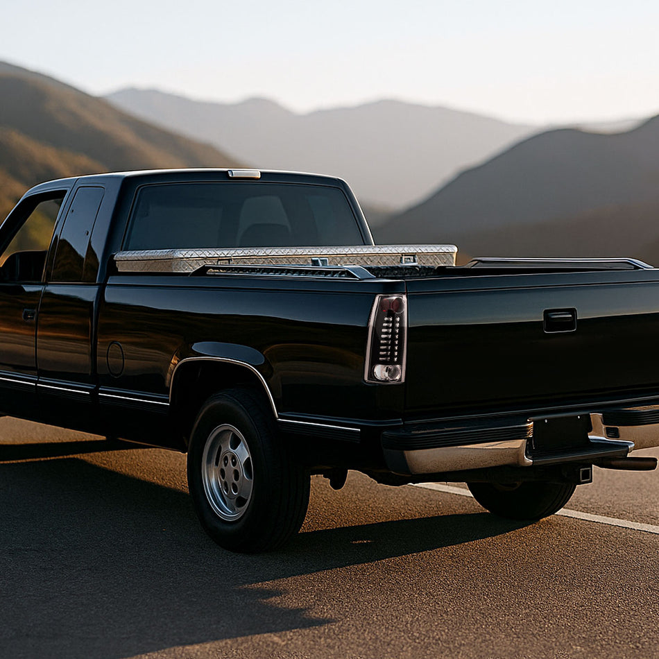 1988-2000 Chevrolet C/K C10/Silverado/Tahoe/Suburban GMC Sierra/Jimmy/Yukon LED Tail Lights (Matte Black Housing/Clear Lens)