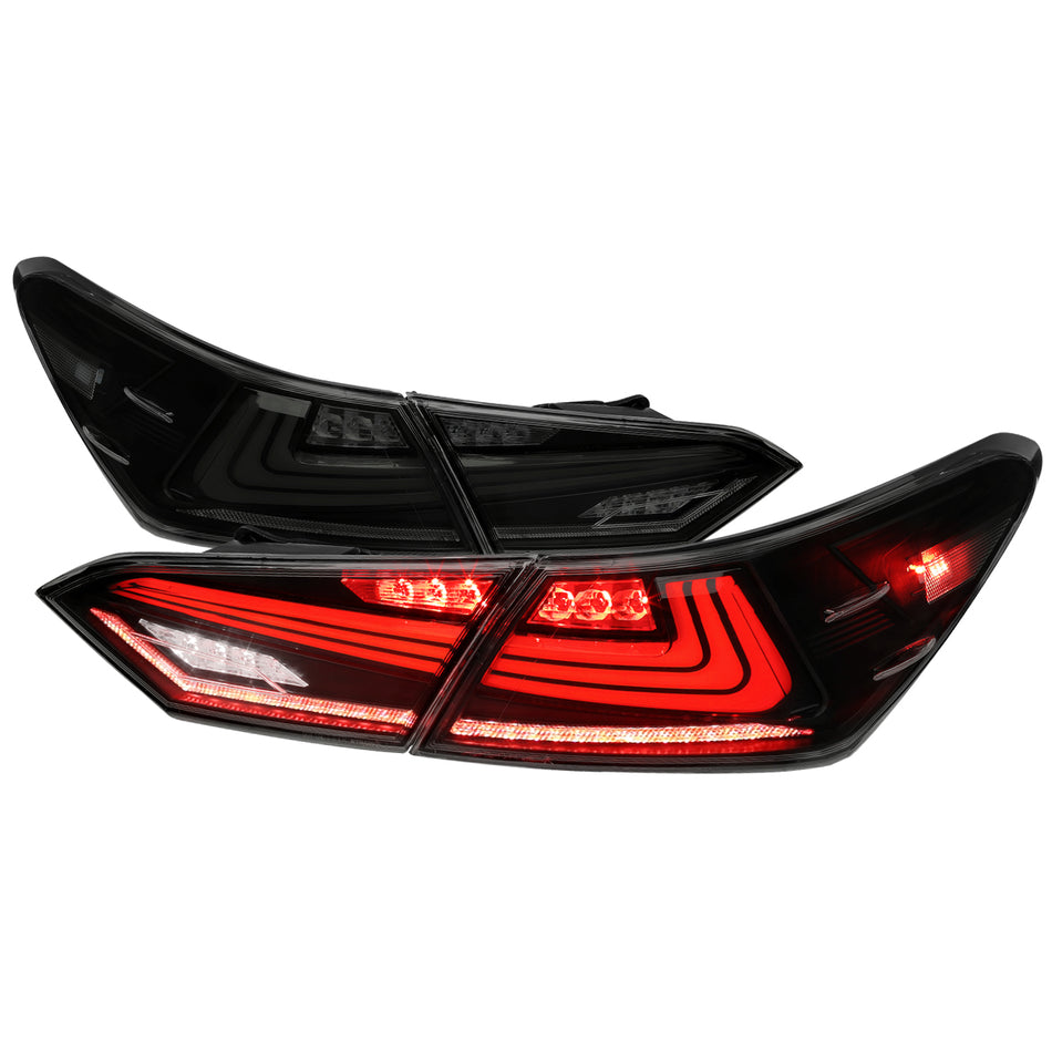 2018-2022 Toyota Camry LED Tail Lights w/ Sequential Signal Lamps (Matte Black Housing/Smoked Lens)