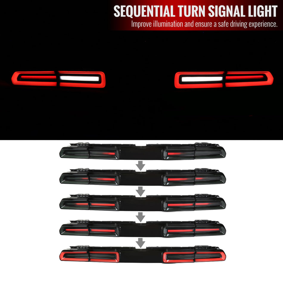 2008-2014 Dodge Challenger Sequential LED Tail Lights (Black Housing/Red Smoke Lens)
