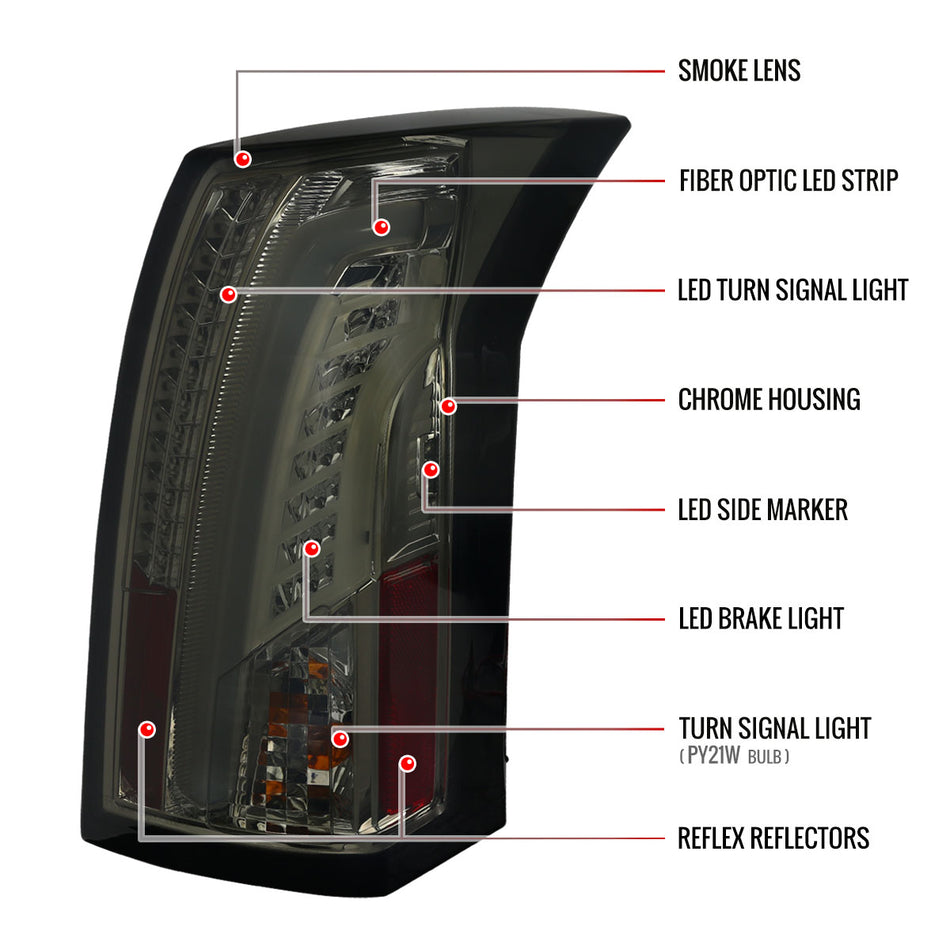 2003-2007 Cadillac CTS LED Tail Lights (Chrome Housing/Smoked Lens)