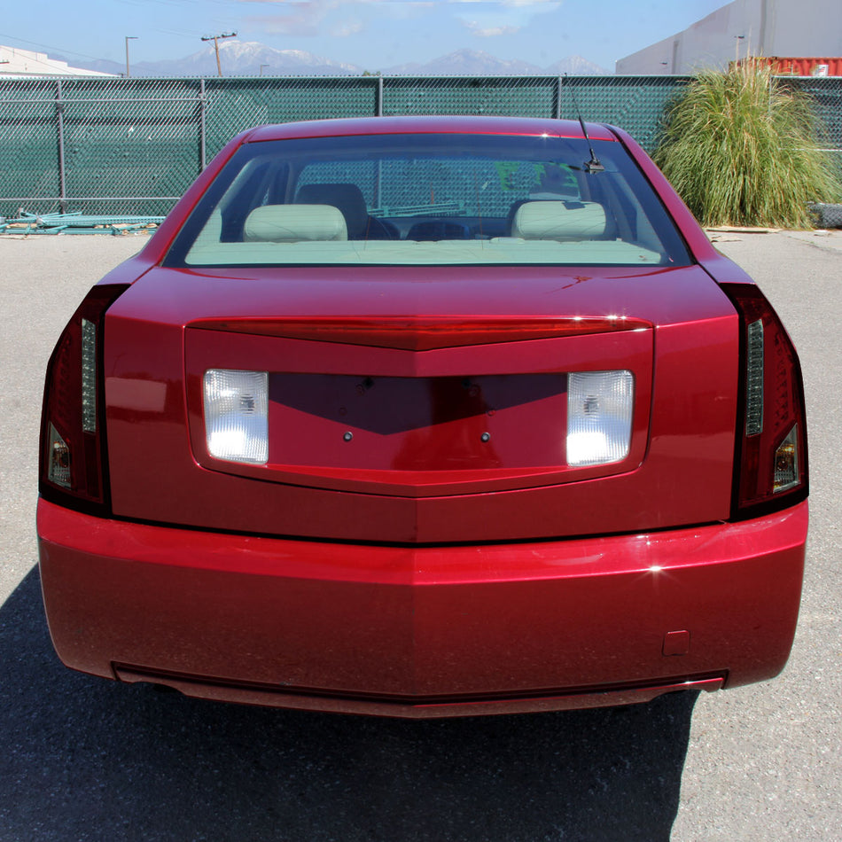 2003-2007 Cadillac CTS LED Tail Lights (Chrome Housing/Red Smoked Lens)