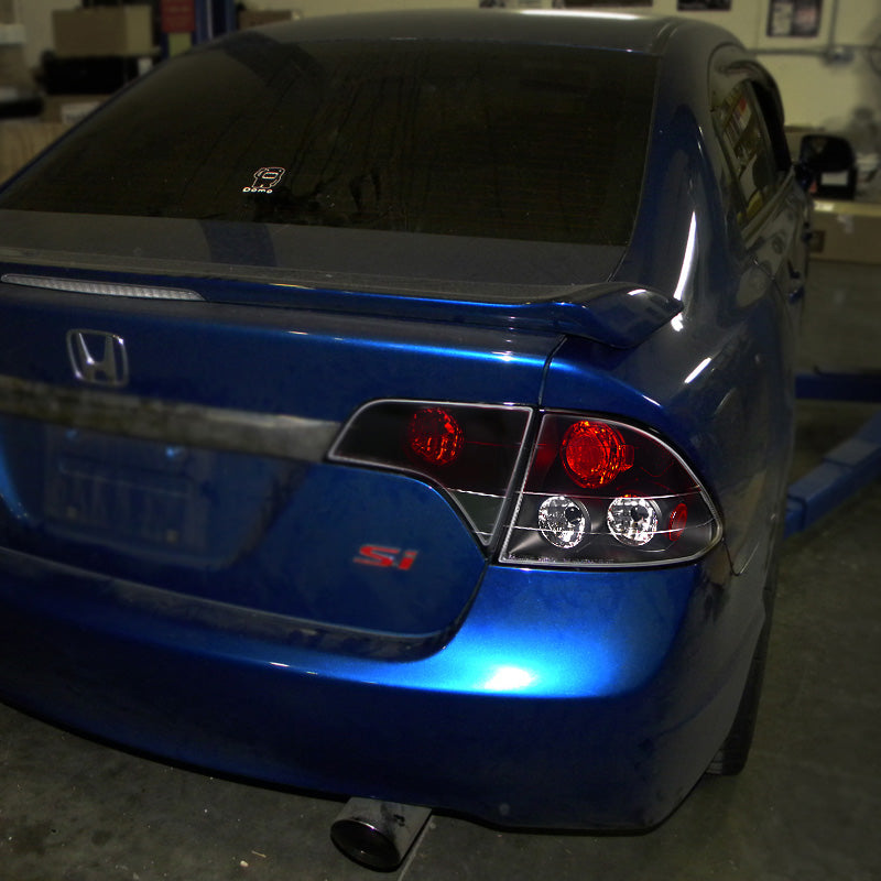 2006-2011 Honda Civic Sedan Tail Lights (Matte Black Housing/Red Clear Lens)