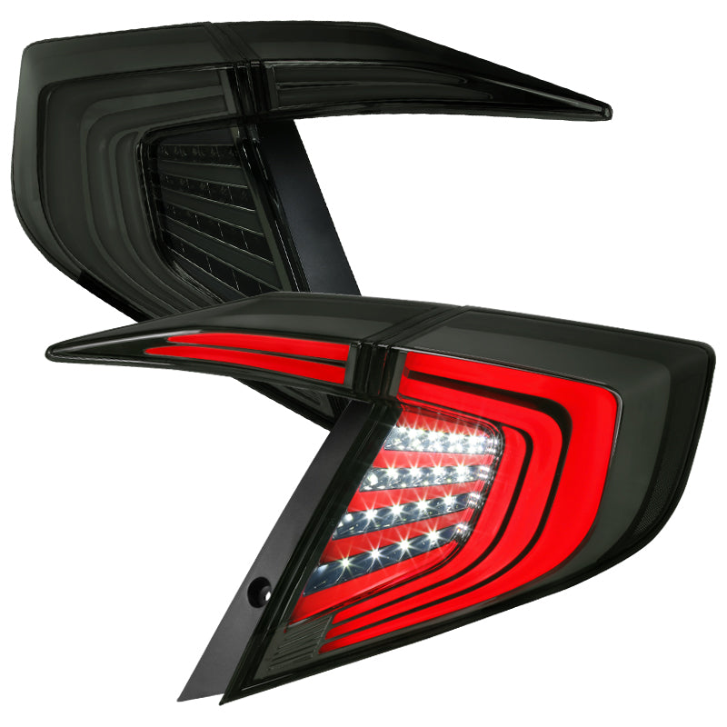 2016-2021 Honda Civic LED Tail Lights w/ Switchback Sequential Turn Signals (Chrome Housing/Smoke Lens)