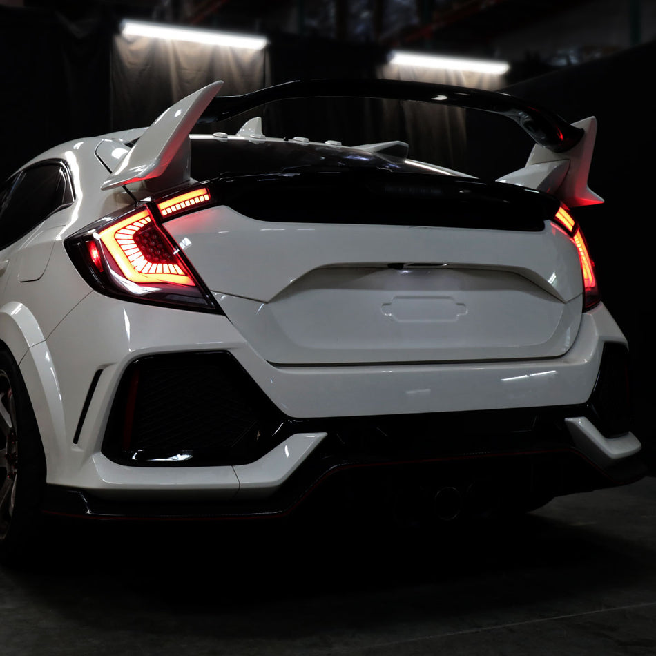 2017-2021 Honda Civic Hatchback Sequential Turn Signal LED Tail Lights (Black Housing/Smoked Lens)