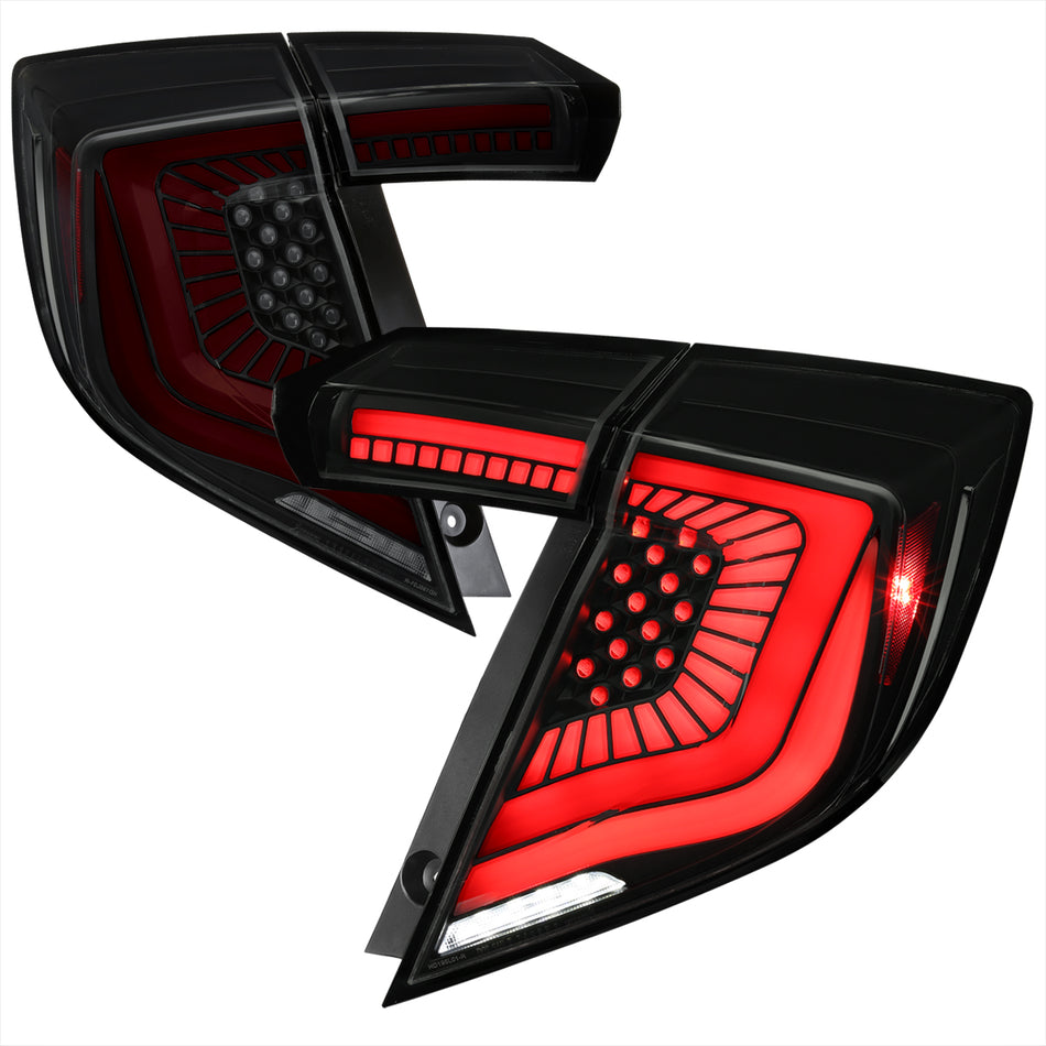 2017-2021 Honda Civic Hatchback LED Sequential Signal Tail Lights (Black Housing/Smoked Lens)