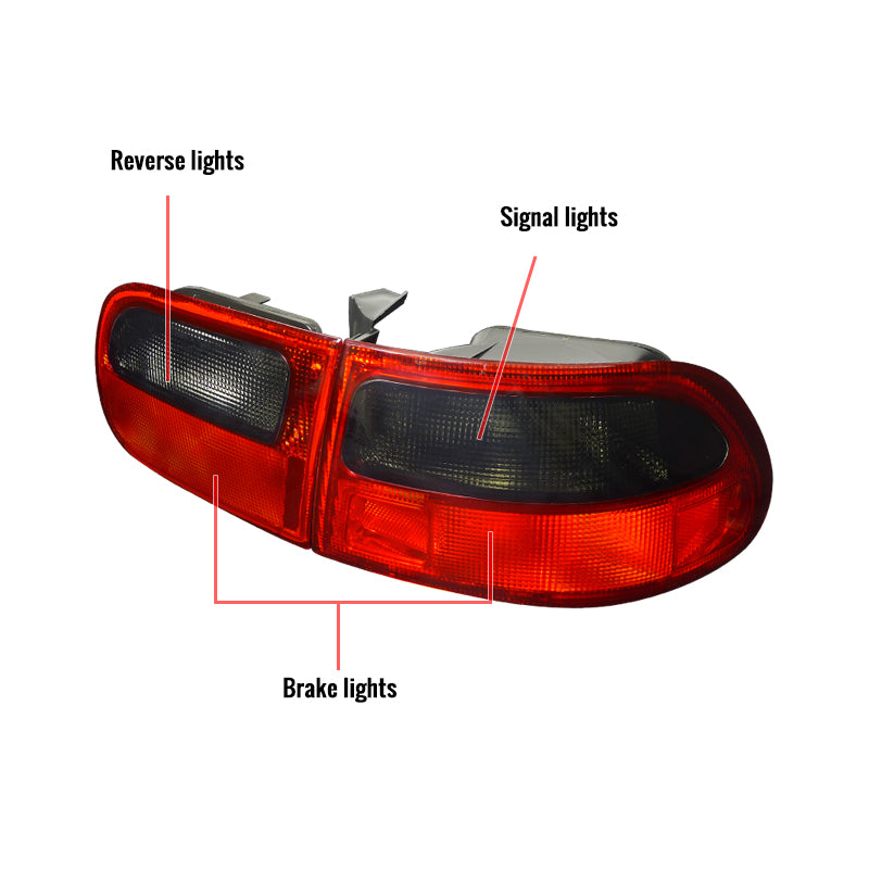 1992-1995 Honda Civic 3DR Hatchback Tail Lights (Chrome Housing/Red Smoked Lens)