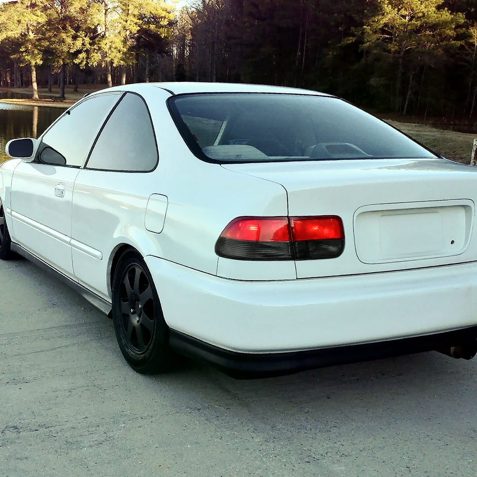 1996-2000 Honda Civic Coupe Tail Lights (Chrome Housing/Red Smoked Lens)