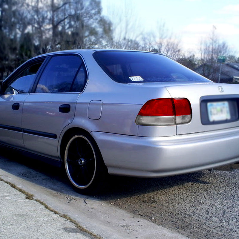 1996-1998 Honda Civic Sedan Tail Lights (Chrome Housing/Red Clear Lens)