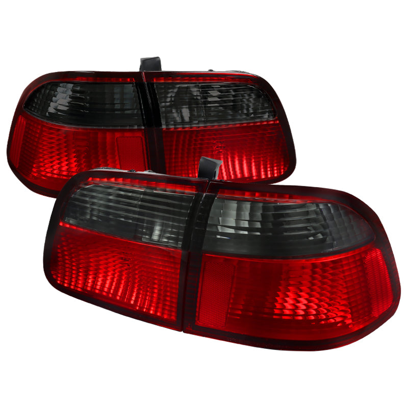 1999-2000 Honda Civic Sedan Tail Lights (Chrome Housing/Red Smoked Lens)
