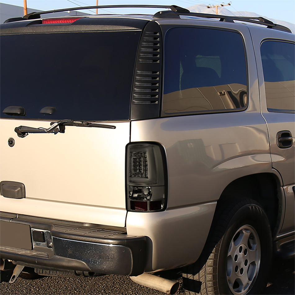 2000-2006 Chevrolet Suburban/Tahoe GMC Yukon/Yukon XL LED C Bar Tail Lights (Chrome Housing/Smoked Lens)