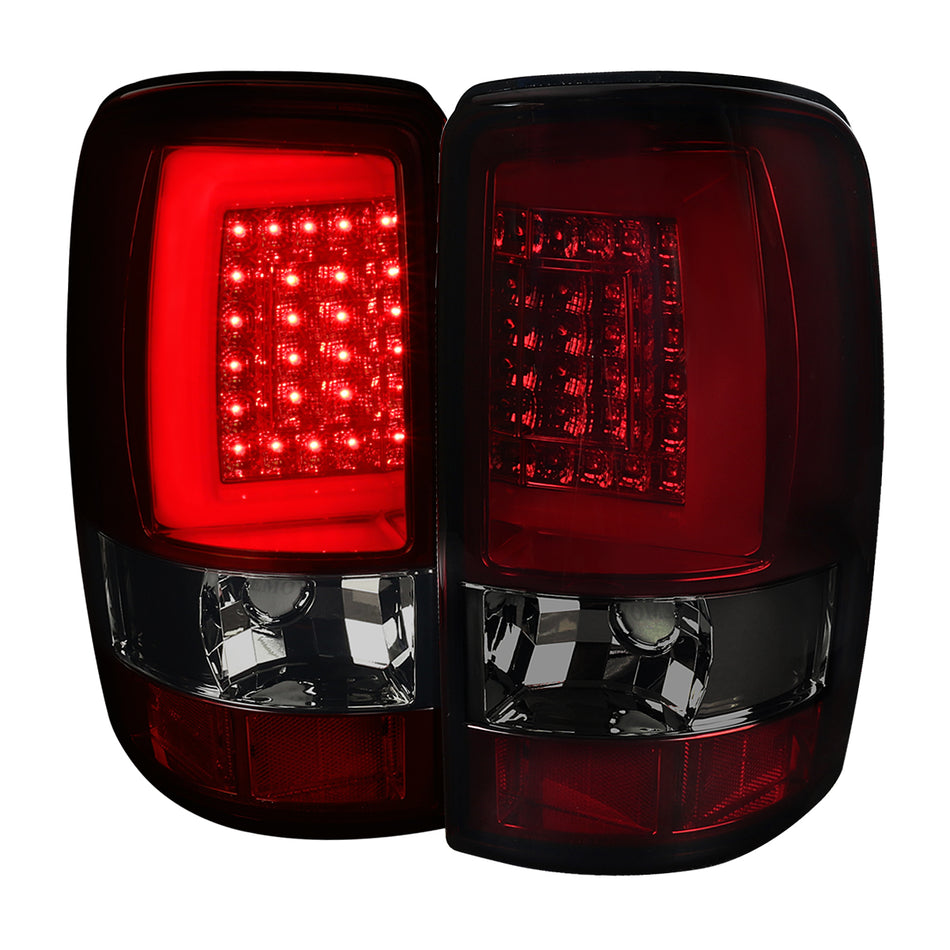 2000-2006 Chevrolet Suburban/Tahoe GMC Yukon/Yukon XL LED C Bar Tail Lights (Chrome Housing/Red Smoked Lens)