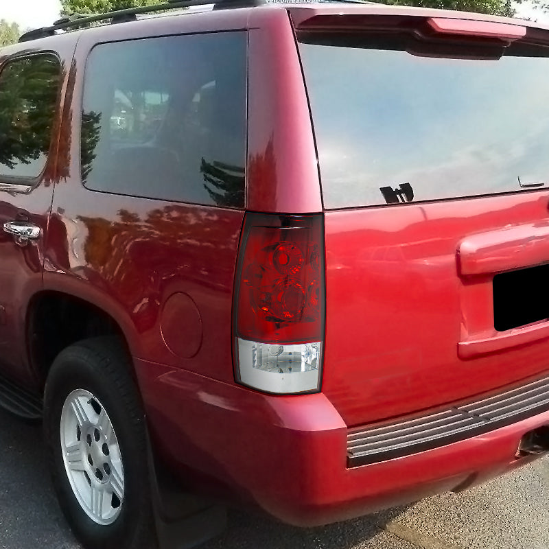 2007-2014 Chevrolet Tahoe/Suburban Tail Lights (Chrome Housing/Red Clear Lens)