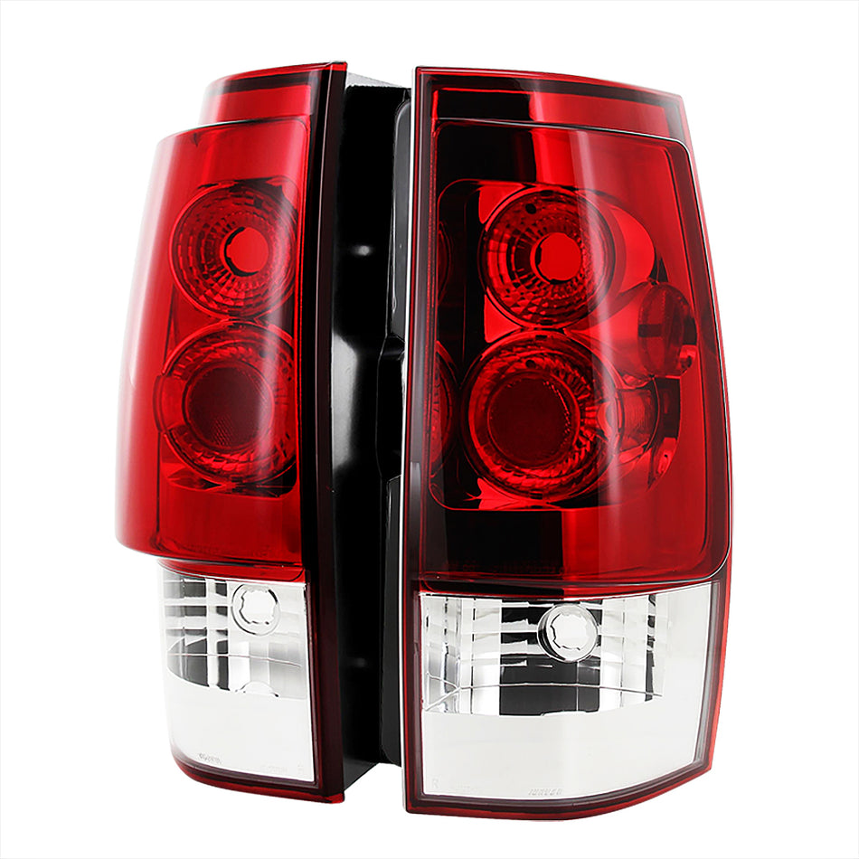 2007-2014 Chevrolet Tahoe/Suburban Tail Lights (Chrome Housing/Red Clear Lens)