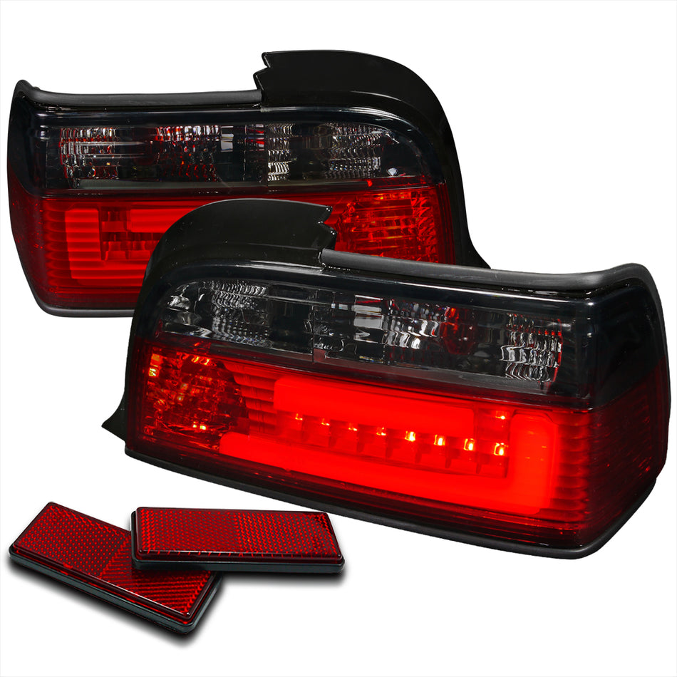1992-1998 BMW E36 3 Series Coupe/Convertible LED Tail Lights (Chrome Housing/Red Smoked Lens)