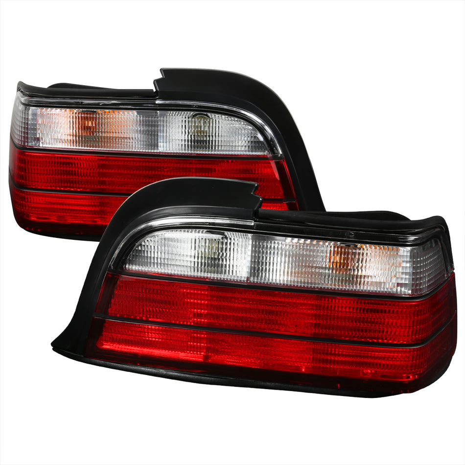 1992-1998 BMW E36 3 Series Coupe/Convertible Tail Lights (Chrome Housing/Red Clear Lens)