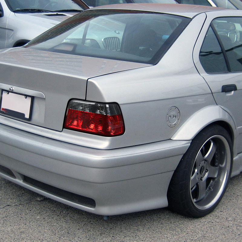1992-1998 BMW E36 3 Series Sedan Tail Lights (Chrome Housing/Red Smoked Lens)