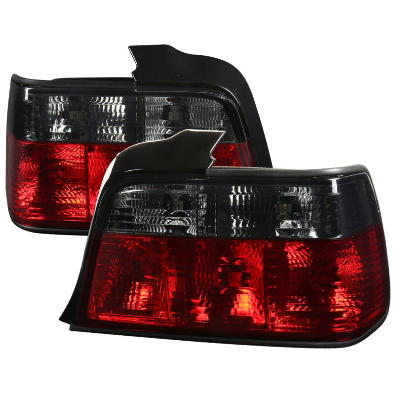 1992-1998 BMW E36 3 Series Sedan Tail Lights (Chrome Housing/Red Smoked Lens)