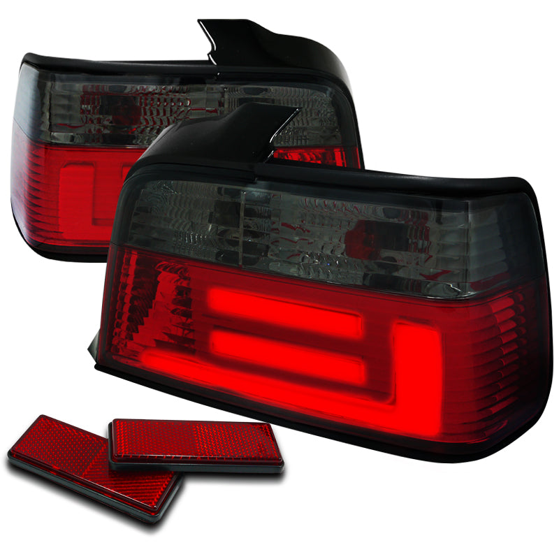 1992-1998 BMW E36 3 Series Sedan LED Tail Lights (Chrome Housing/Red Smoked Lens)