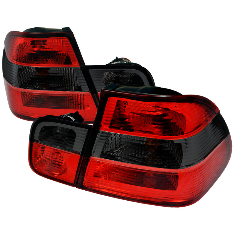 1999-2001 BMW E46 3 Series Sedan Tail Lights (Chrome Housing/Red Smoked Lens)