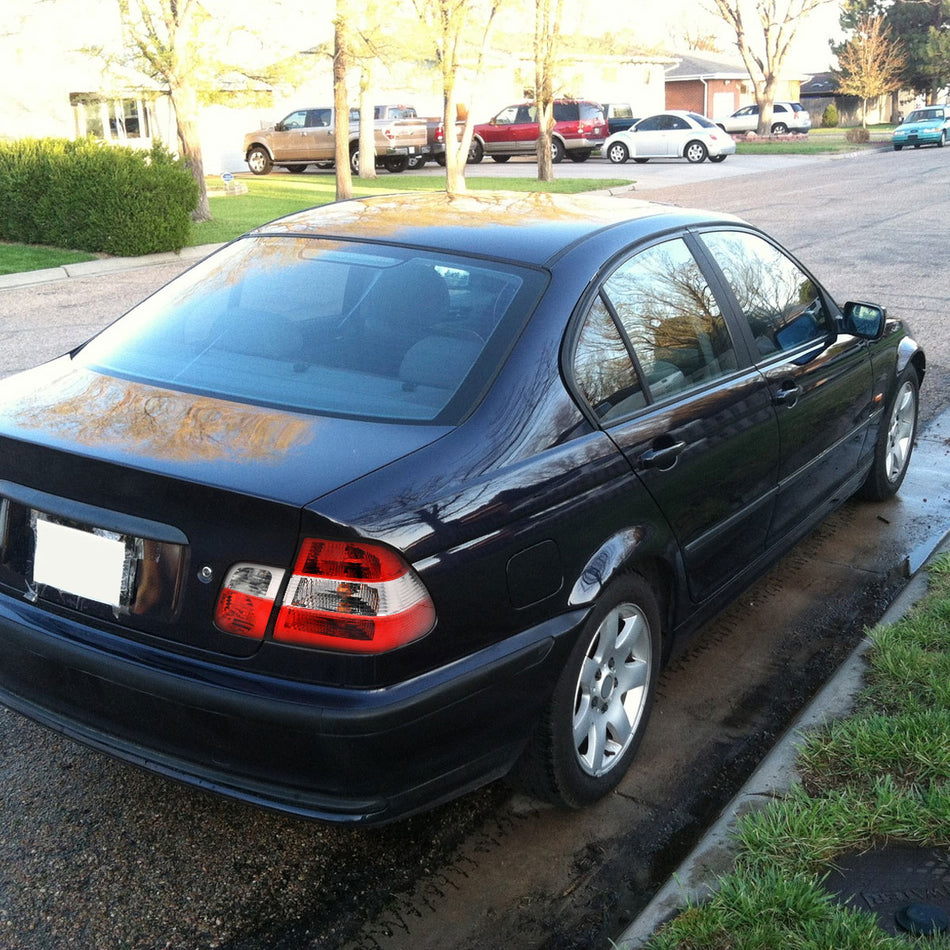 1999-2001 BMW E46 3 Series Sedan Tail Lights (Chrome Housing/Red Clear Lens)