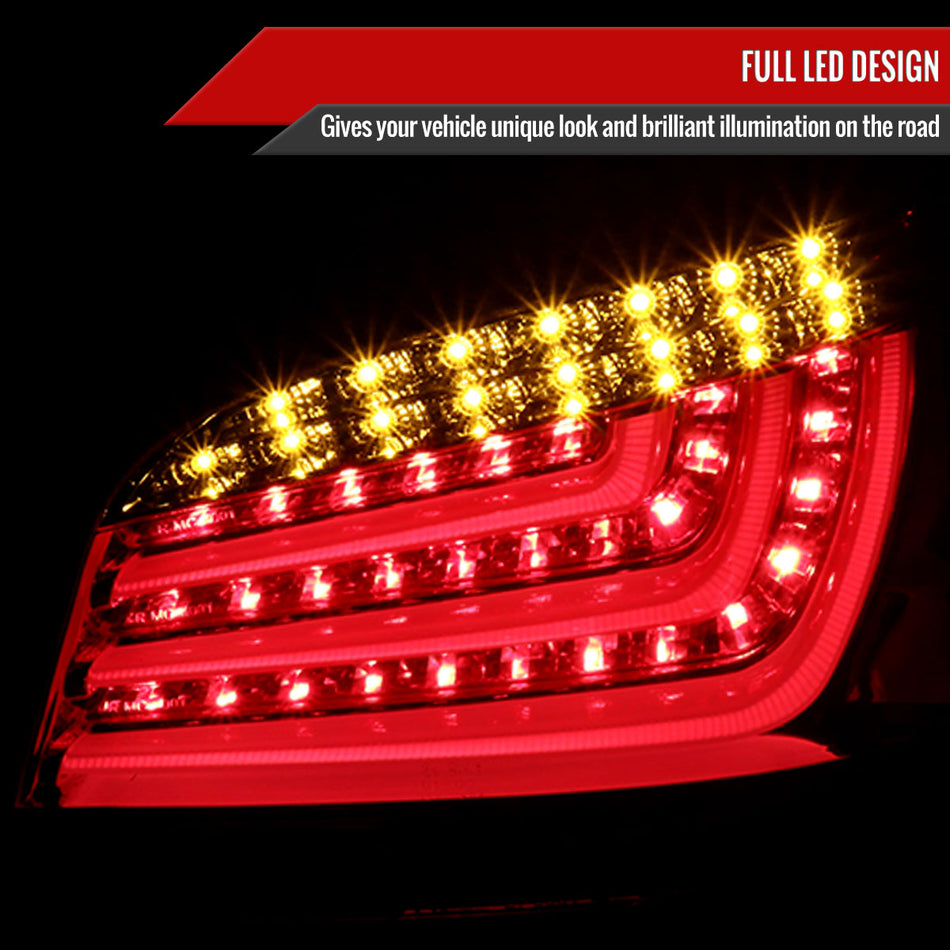 2004-2007 BMW E60 5 Series Sedan LED Tail Lights (Chrome Housing/Red Smoked Lens)