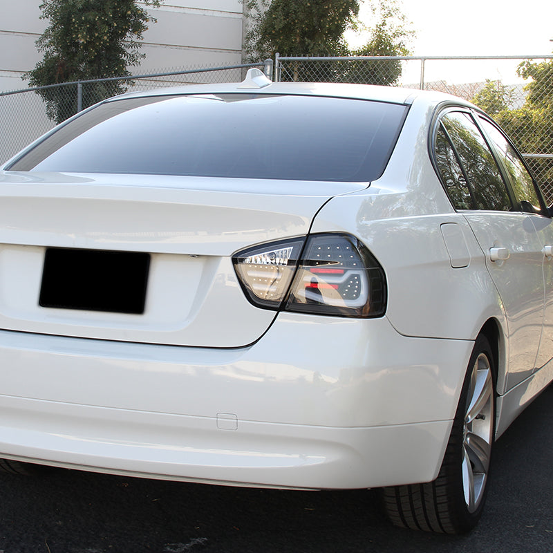 2006-2008 BMW E90 3 Series Sedan LED Tail Lights (Matte Black Housing/Clear Lens)