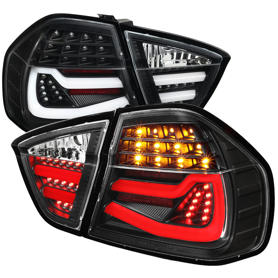 2006-2008 BMW E90 3 Series Sedan LED Tail Lights (Matte Black Housing/Clear Lens)