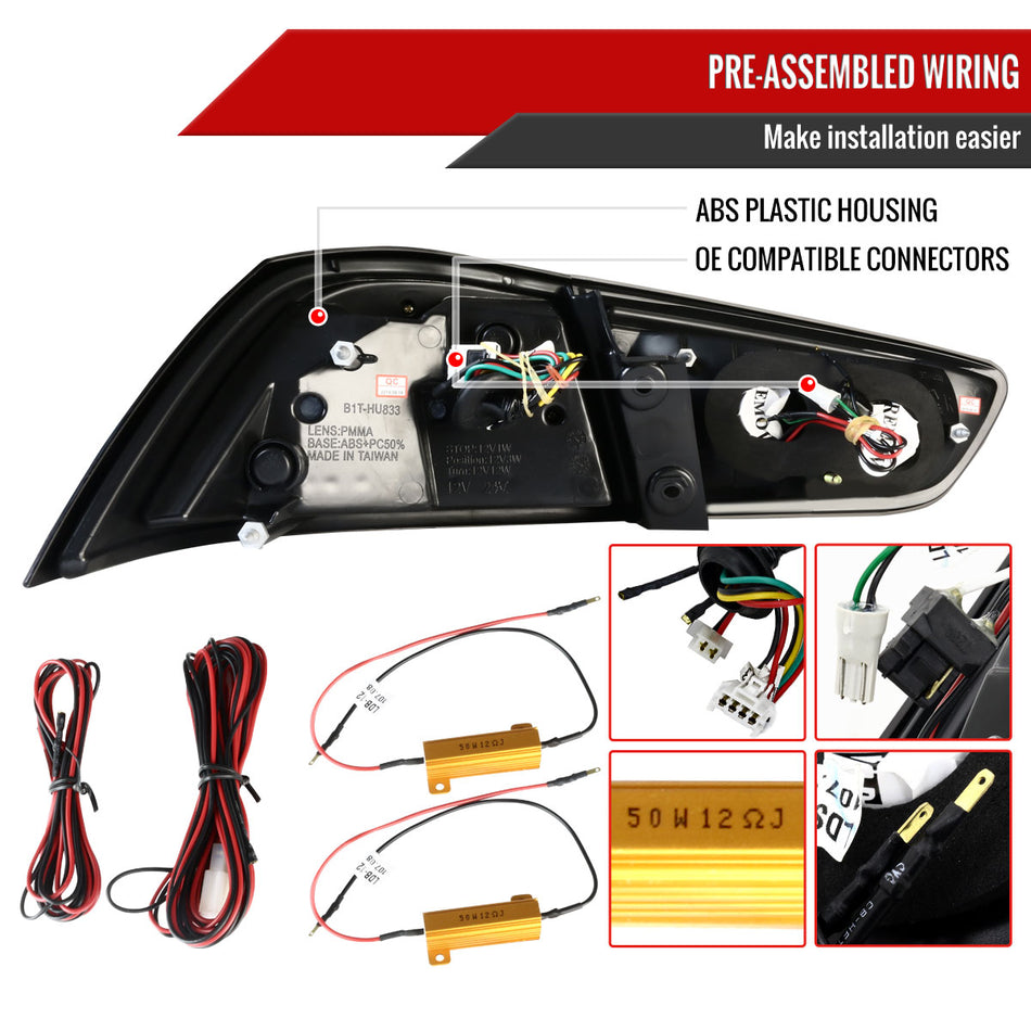2008-2017 Mitsubishi Lancer / 2008-2015 Lancer EVO X Sedan LED Tail Lights (Jet Black Housing/Clear Lens)