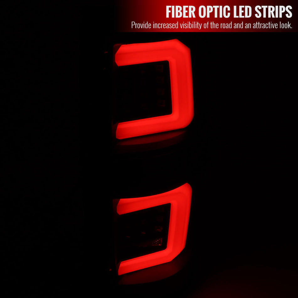 2009-2014 Ford F-150 LED Tail Lights with Red LED Bar (Matte Black Housing/Clear Lens)