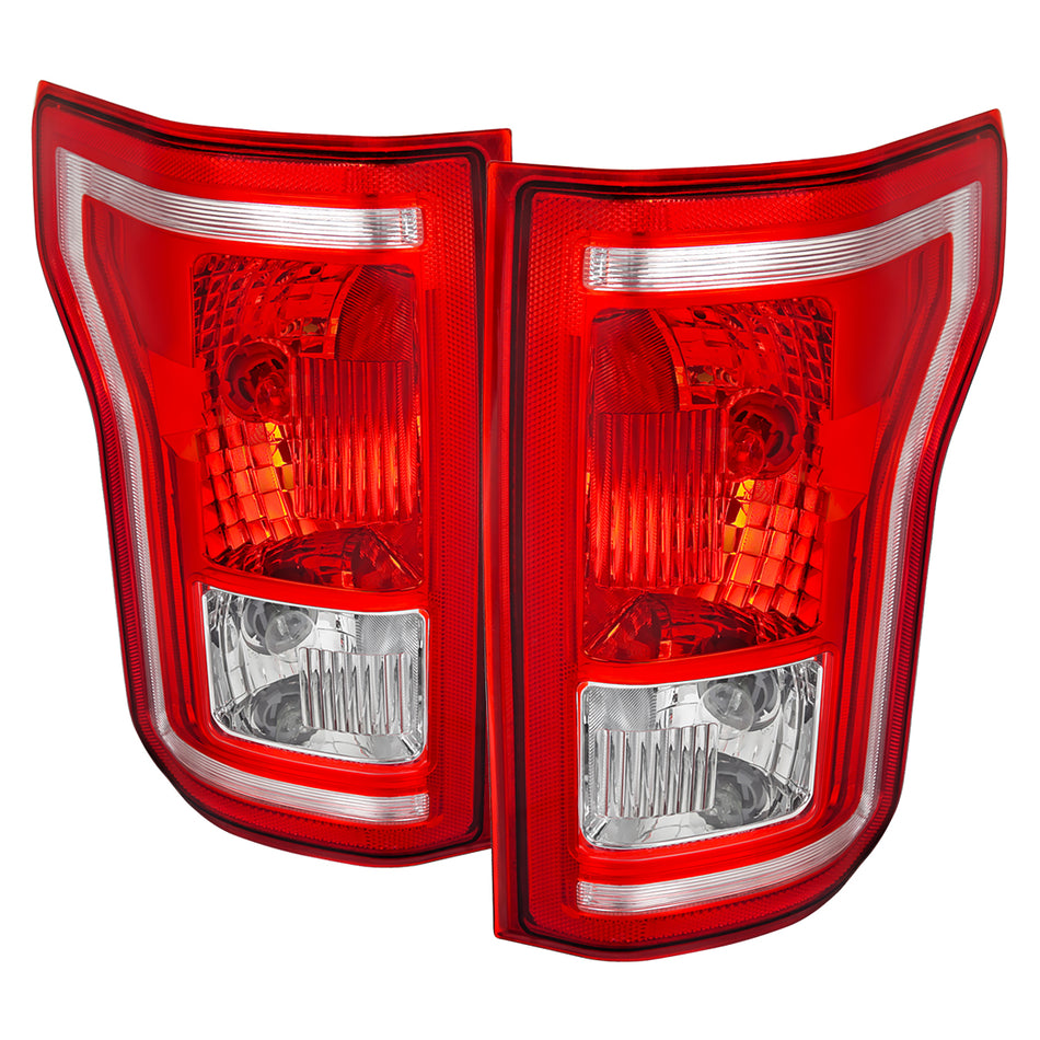 2015-2017 Ford F-150 Factory Style Replacement Tail Light Assembly (Chrome Housing/Red Clear Lens)